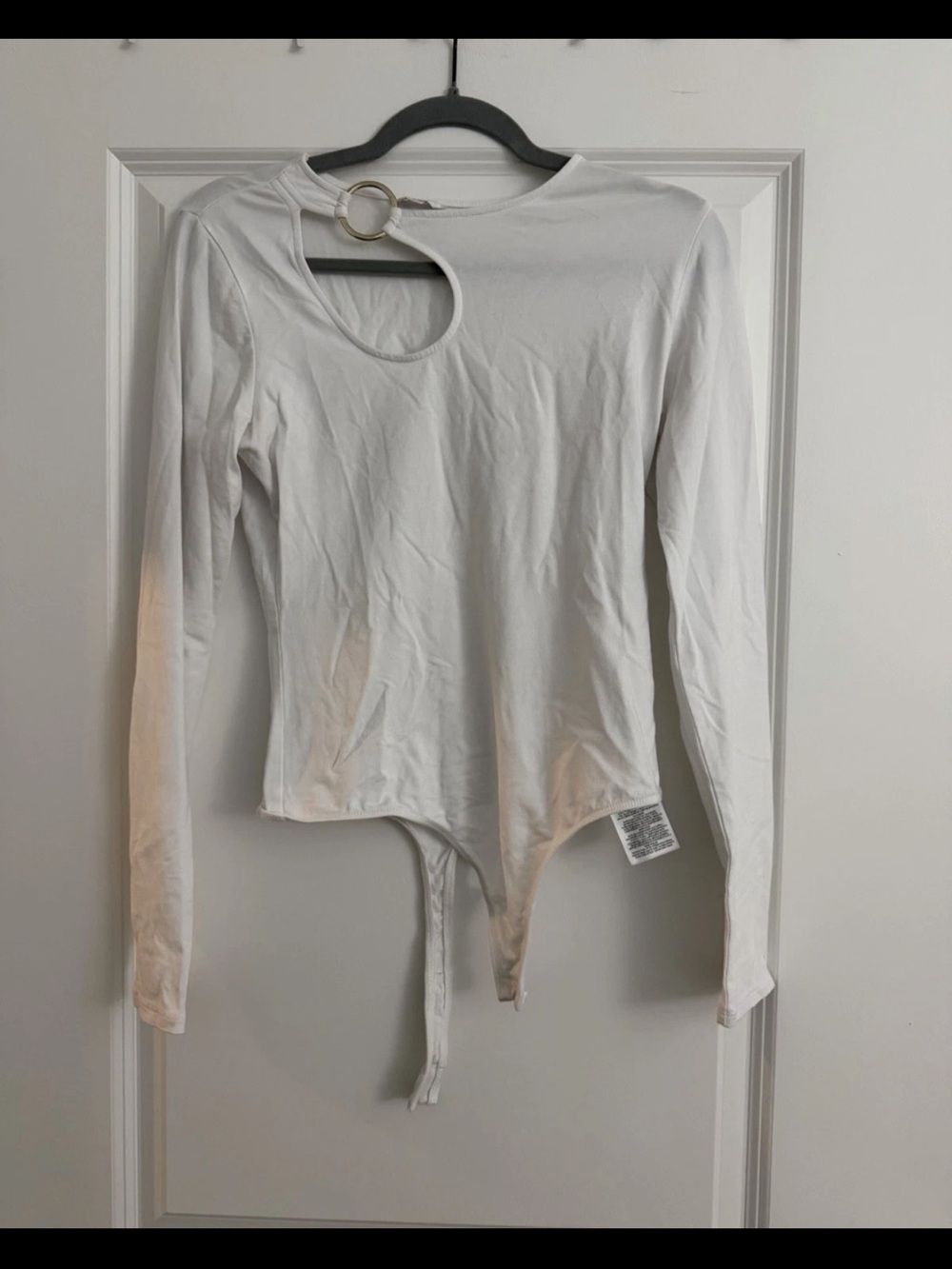 GUESS M Women’s Long Sleeve Ring-Detail Bodysuit - White